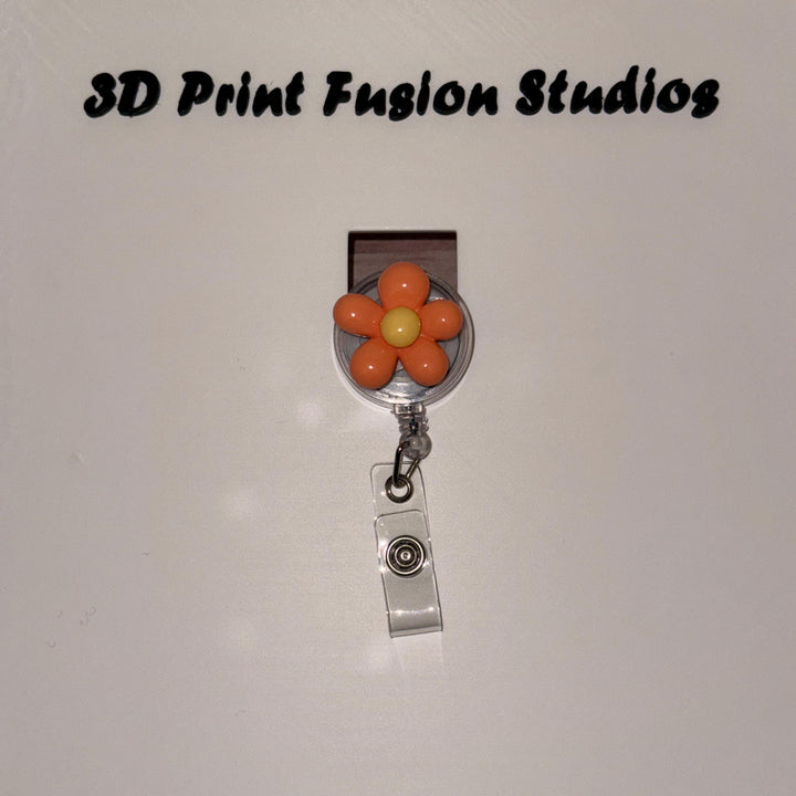 Acrylic Flower Badge Reel – Multiple Colors of Flower available, Floral ID Holder for Nurses, Teachers & Office Staff