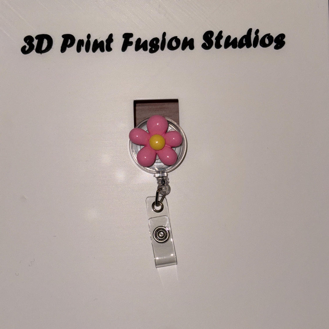 Acrylic Flower Badge Reel – Multiple Colors of Flower available, Floral ID Holder for Nurses, Teachers & Office Staff