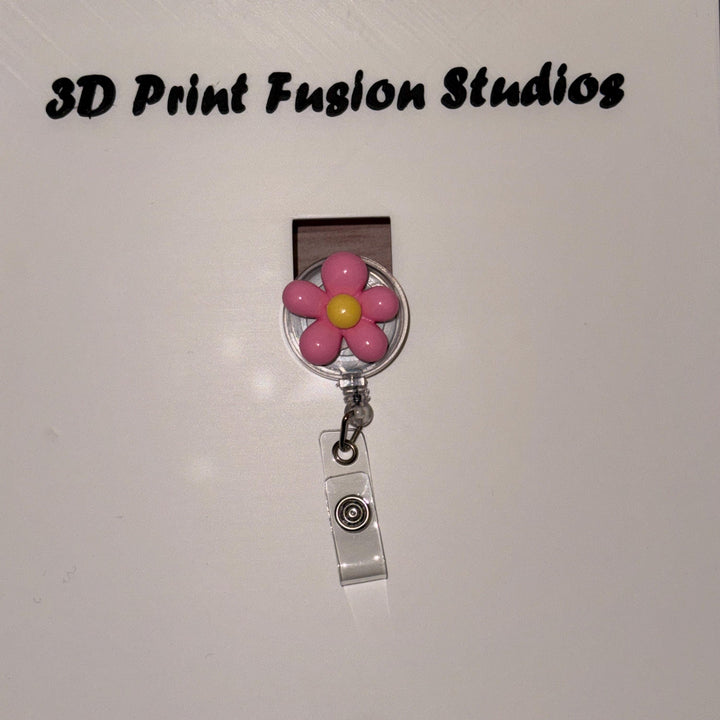 Acrylic Flower Badge Reel – Multiple Colors of Flower available, Floral ID Holder for Nurses, Teachers & Office Staff