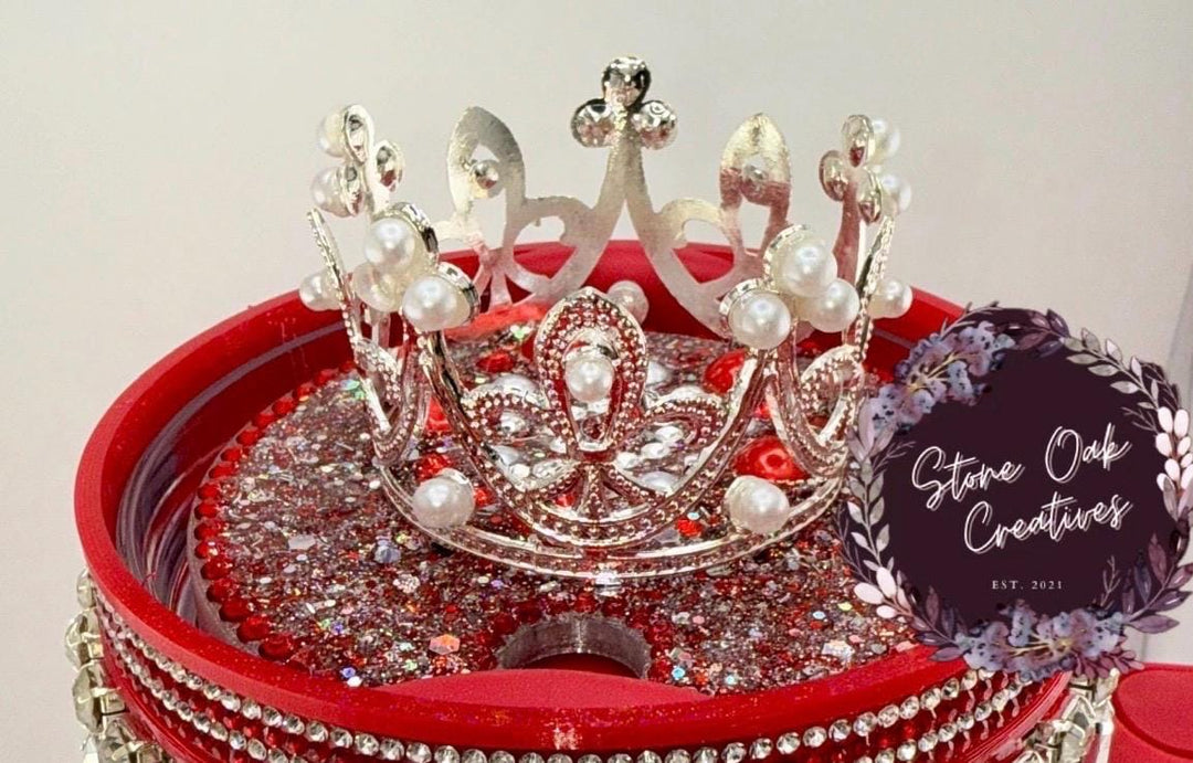 Red Silver Rhinestone Royal Princess Accessory Collection for Stanley tumblers, Princess Crown Topper, Royal Halo Lid BEST SELLER