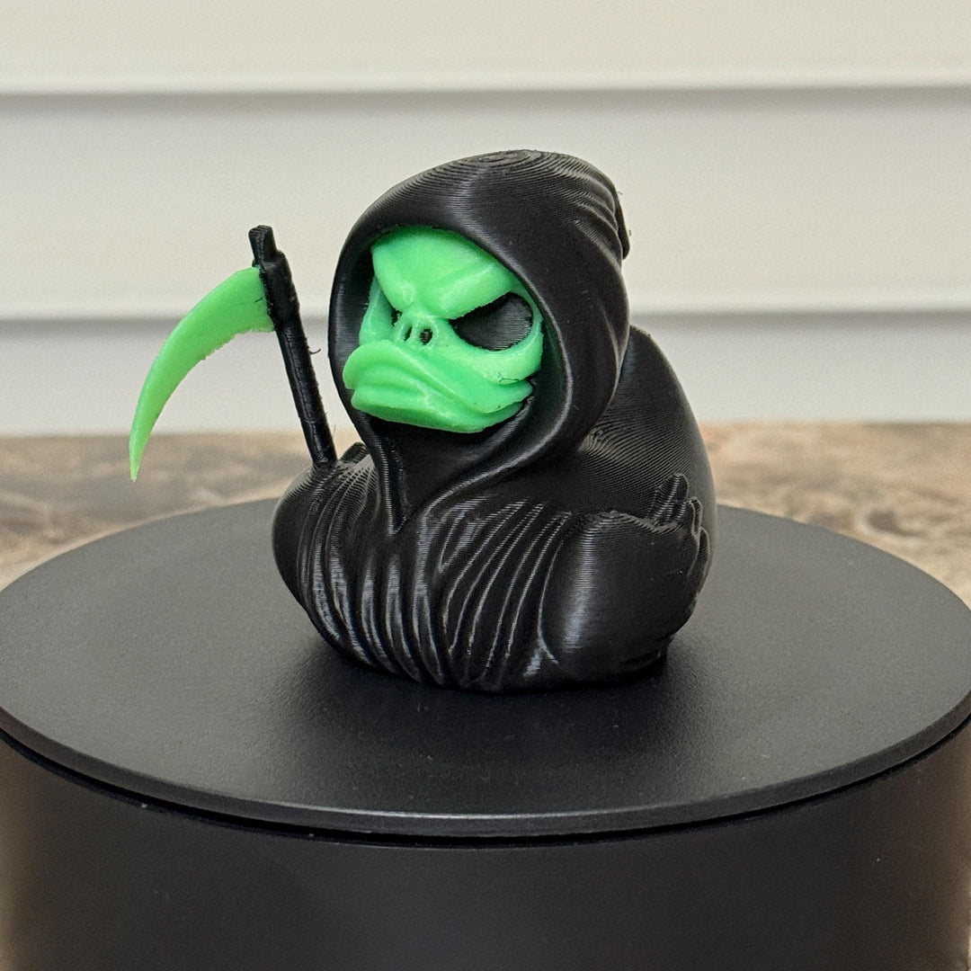 Grim Reaper Glow in the Dark Halloween Duck, 3D Printed Ducking Gift, Dashboard Buddy, Gothic Lover Gift, Scary Movie, Spooky Duck Figurine