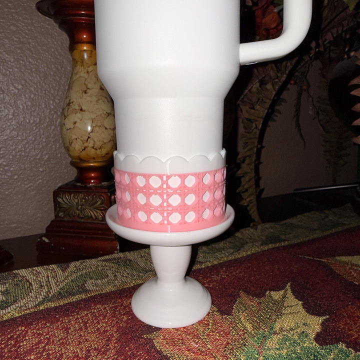 Pink Rattan Checker Picnic Tumbler Accessories, Lid Topper, Boot, halo, For 20 30 or 40 oz Stanley Tumblers, Mothers Day Gift