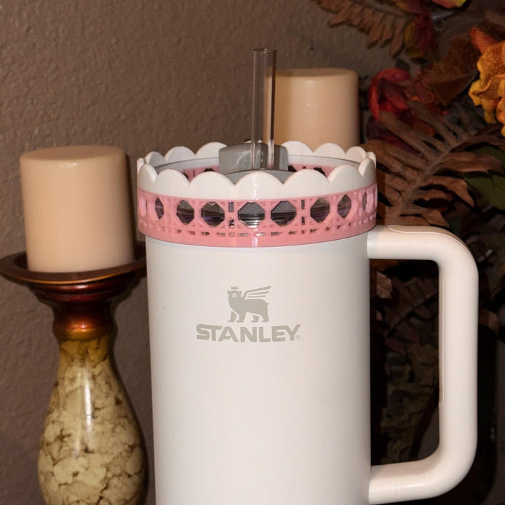 Pink Rattan Checker Picnic Tumbler Accessories, Lid Topper, Boot, halo, For 20 30 or 40 oz Stanley Tumblers, Mothers Day Gift