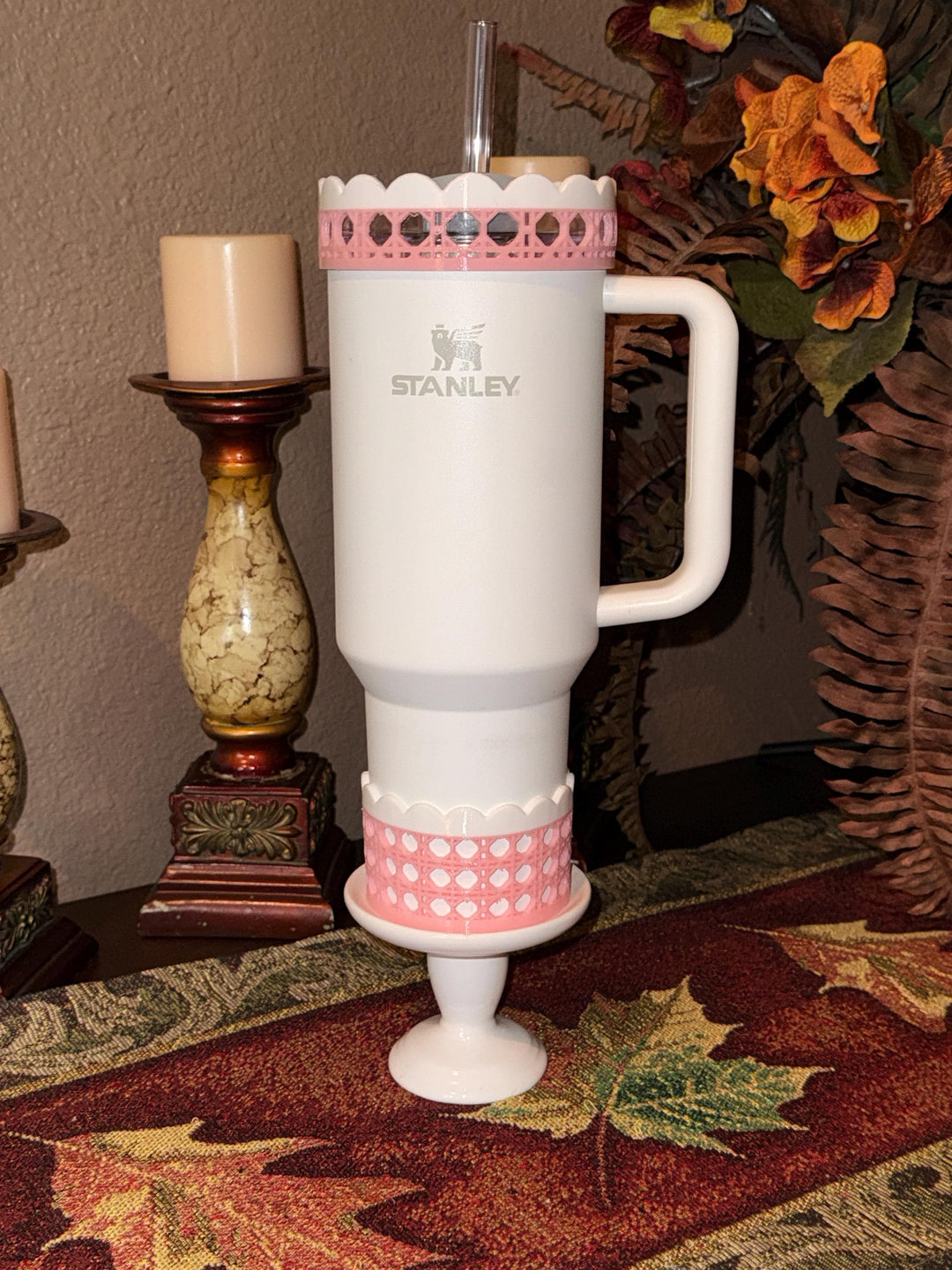 Pink Rattan Checker Picnic Tumbler Accessories, Lid Topper, Boot, halo, For 20 30 or 40 oz Stanley Tumblers, Mothers Day Gift