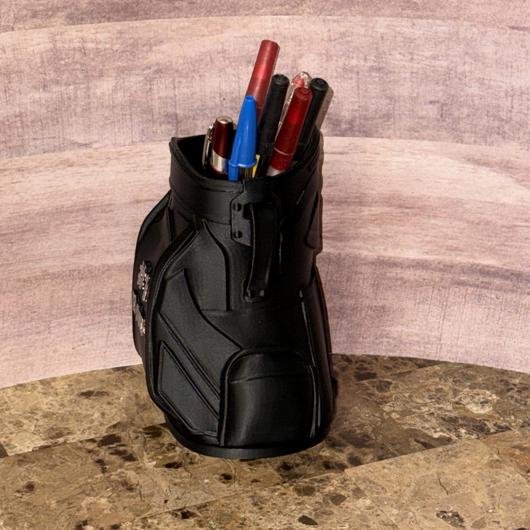 3D Printed Golf Bag Desk Organizer, Personalized Pencil Cup for Office, Dad Gifts & Golf Lovers