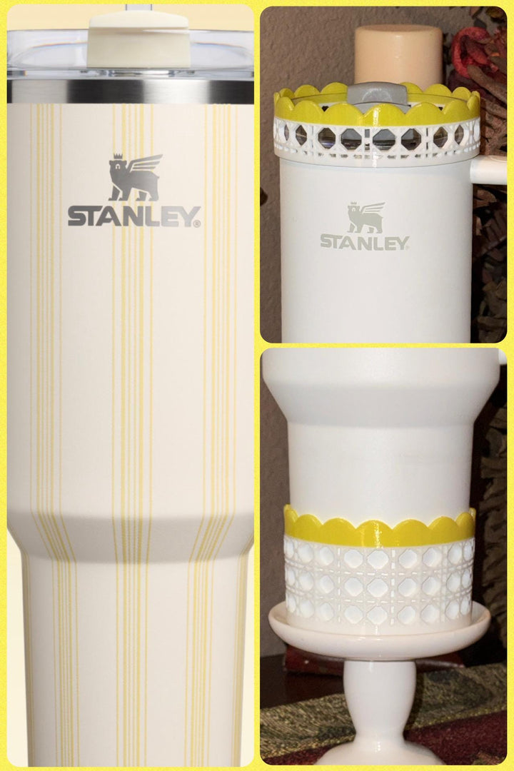 Daffodil Yellow Rattan Sunny Sips Tumbler Accessories, Lid Topper, Boot, halo, For Stanley and HydroJug Tumblers, Mothers Day Gift