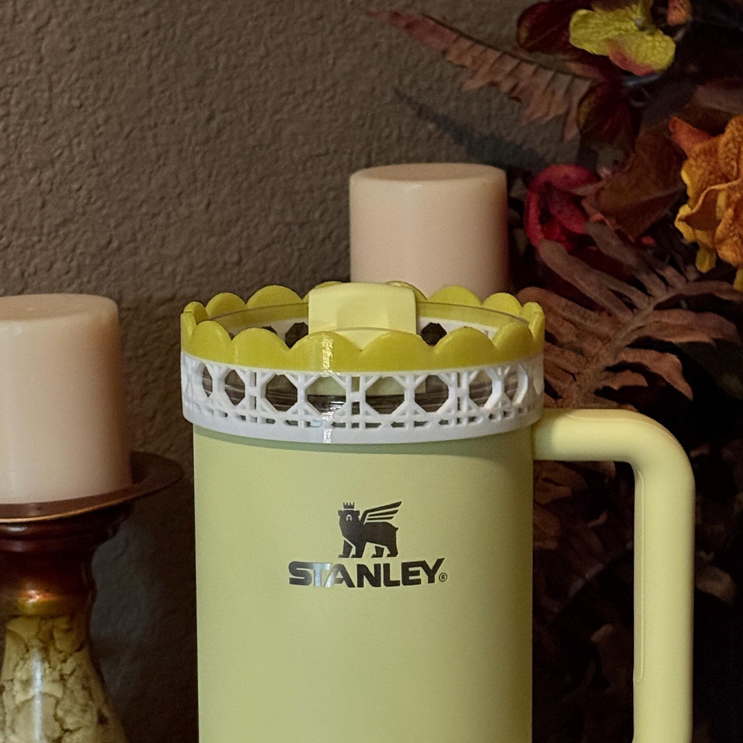 Daffodil Yellow Rattan Sunny Sips Tumbler Accessories, Lid Topper, Boot, halo, For Stanley and HydroJug Tumblers, Mothers Day Gift