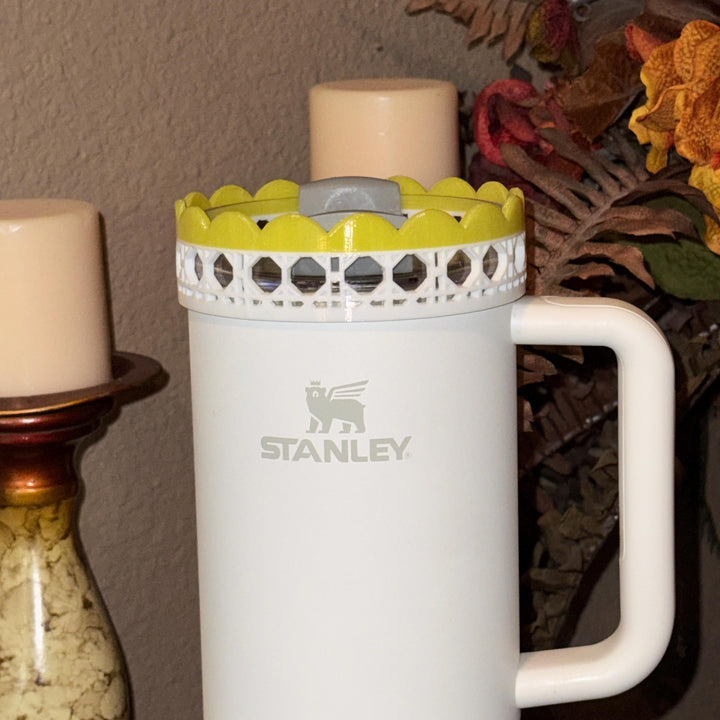 Daffodil Yellow Rattan Sunny Sips Tumbler Accessories, Lid Topper, Boot, halo, For Stanley and HydroJug Tumblers, Mothers Day Gift