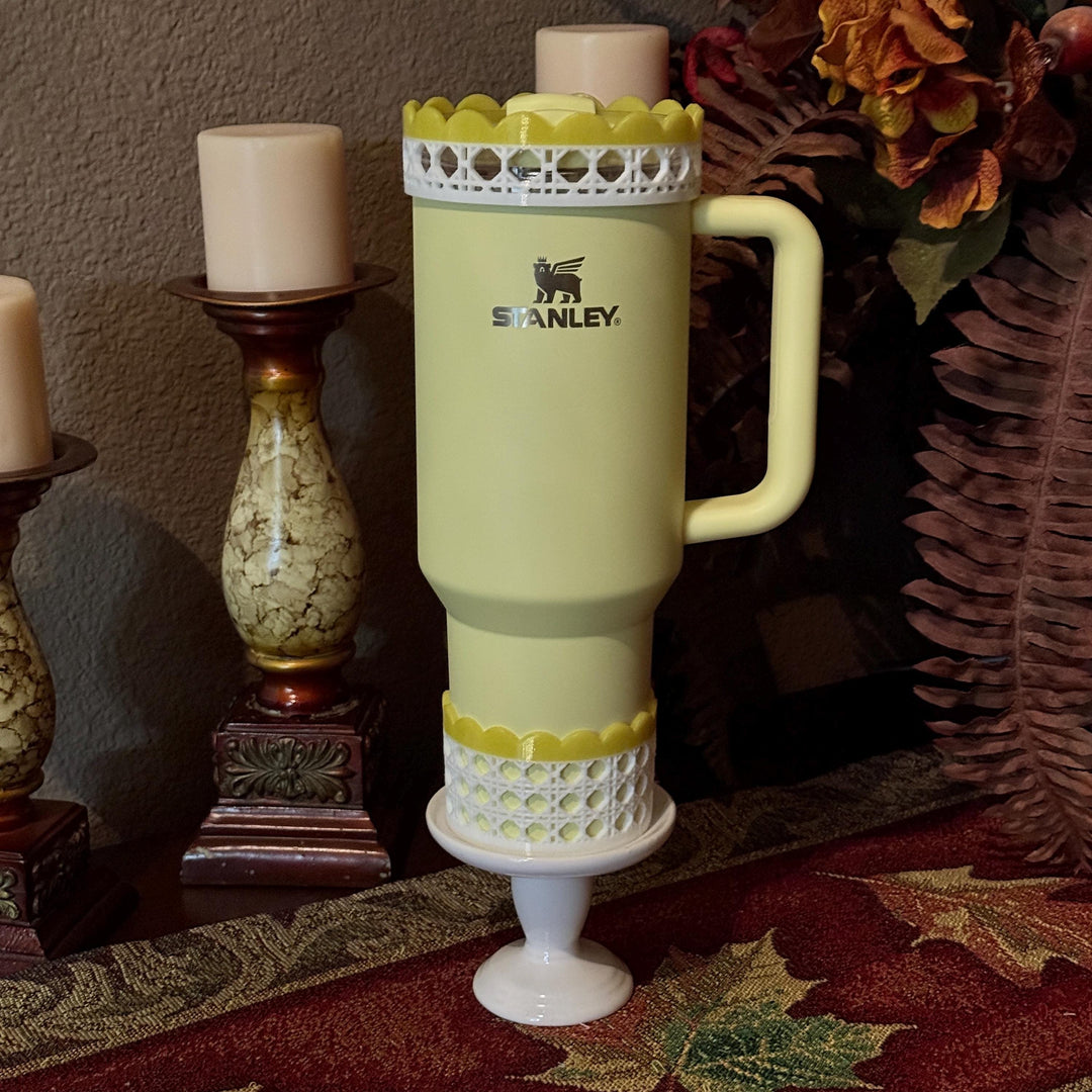Daffodil Yellow Rattan Sunny Sips Tumbler Accessories, Lid Topper, Boot, halo, For Stanley and HydroJug Tumblers, Mothers Day Gift