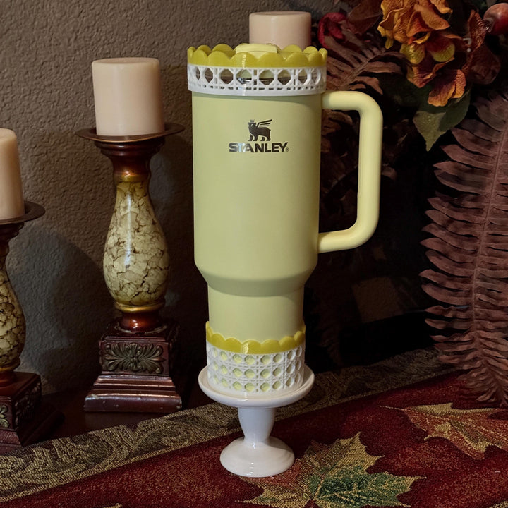 Daffodil Yellow Rattan Sunny Sips Tumbler Accessories, Lid Topper, Boot, halo, For Stanley and HydroJug Tumblers, Mothers Day Gift