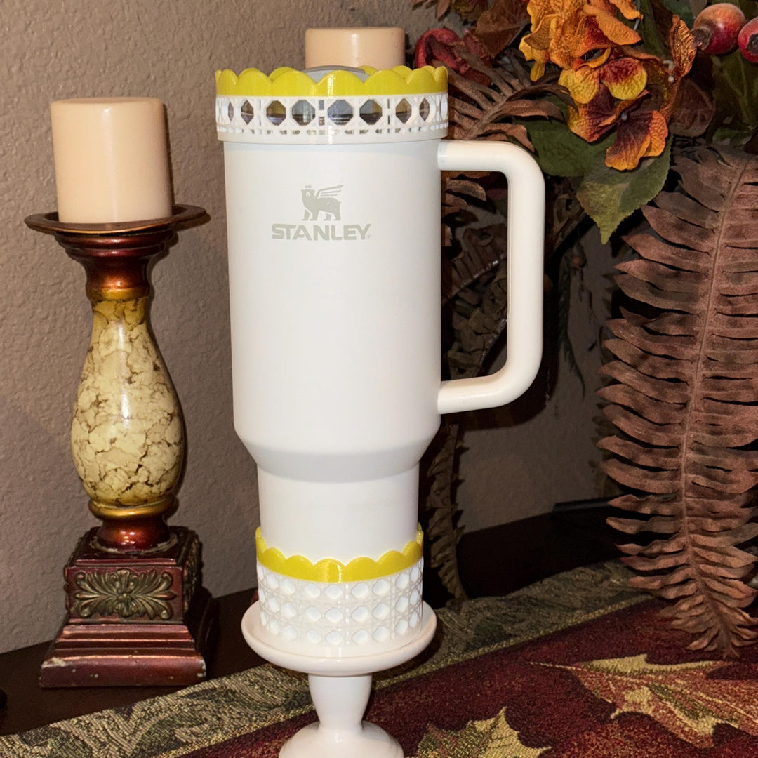 Daffodil Yellow Rattan Sunny Sips Tumbler Accessories, Lid Topper, Boot, halo, For Stanley and HydroJug Tumblers, Mothers Day Gift