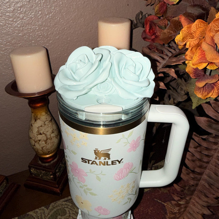 Light Sage Mint Spring Blossoms Tumbler Accessories, Lid Topper, Boot, halo, staw topper, For 20 30 or 40 oz Stanley Tumblers, Mothers Day