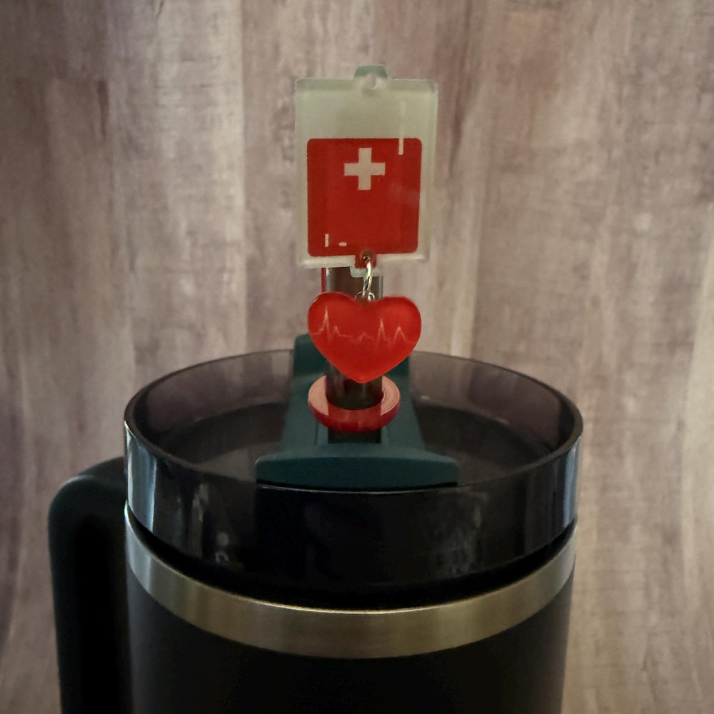 Blood IV bag staw topper, Appreciation Gift, Tumbler Accessories, Fits your 8 or 10 mm straws