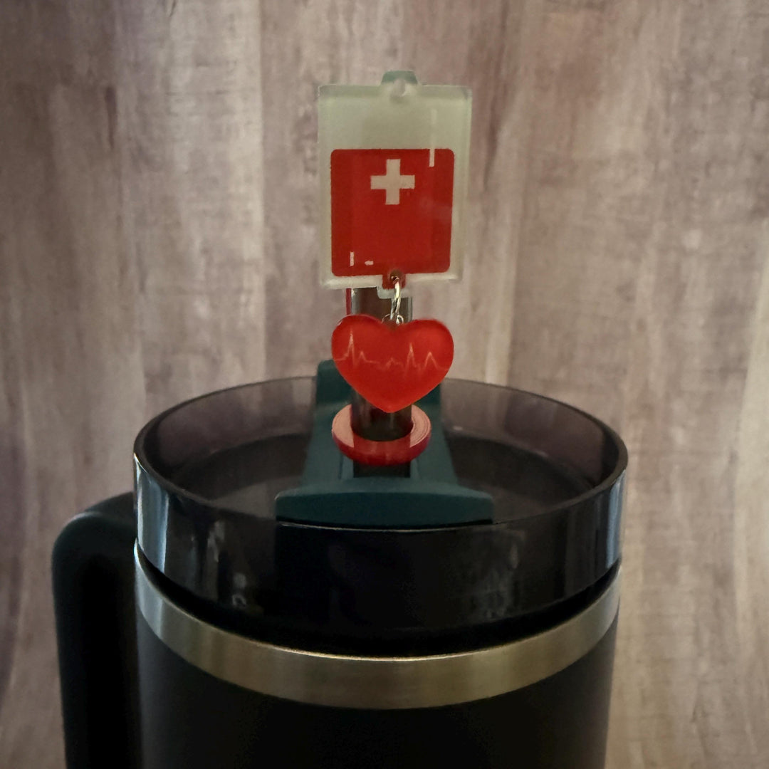 Blood IV bag staw topper, Appreciation Gift, Tumbler Accessories, Fits your 8 or 10 mm straws