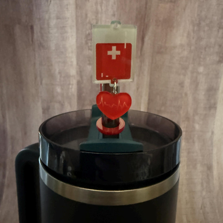 Blood IV bag staw topper, Appreciation Gift, Tumbler Accessories, Fits your 8 or 10 mm straws