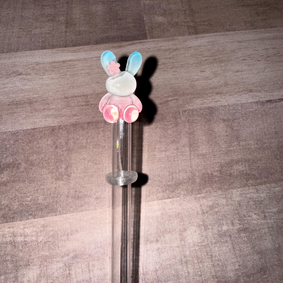 Easter Bunny staw topper, Easter Spring Gift, Tumbler Accessories, Fits your 8 or 10 mm straws, pink, yellow, lavender