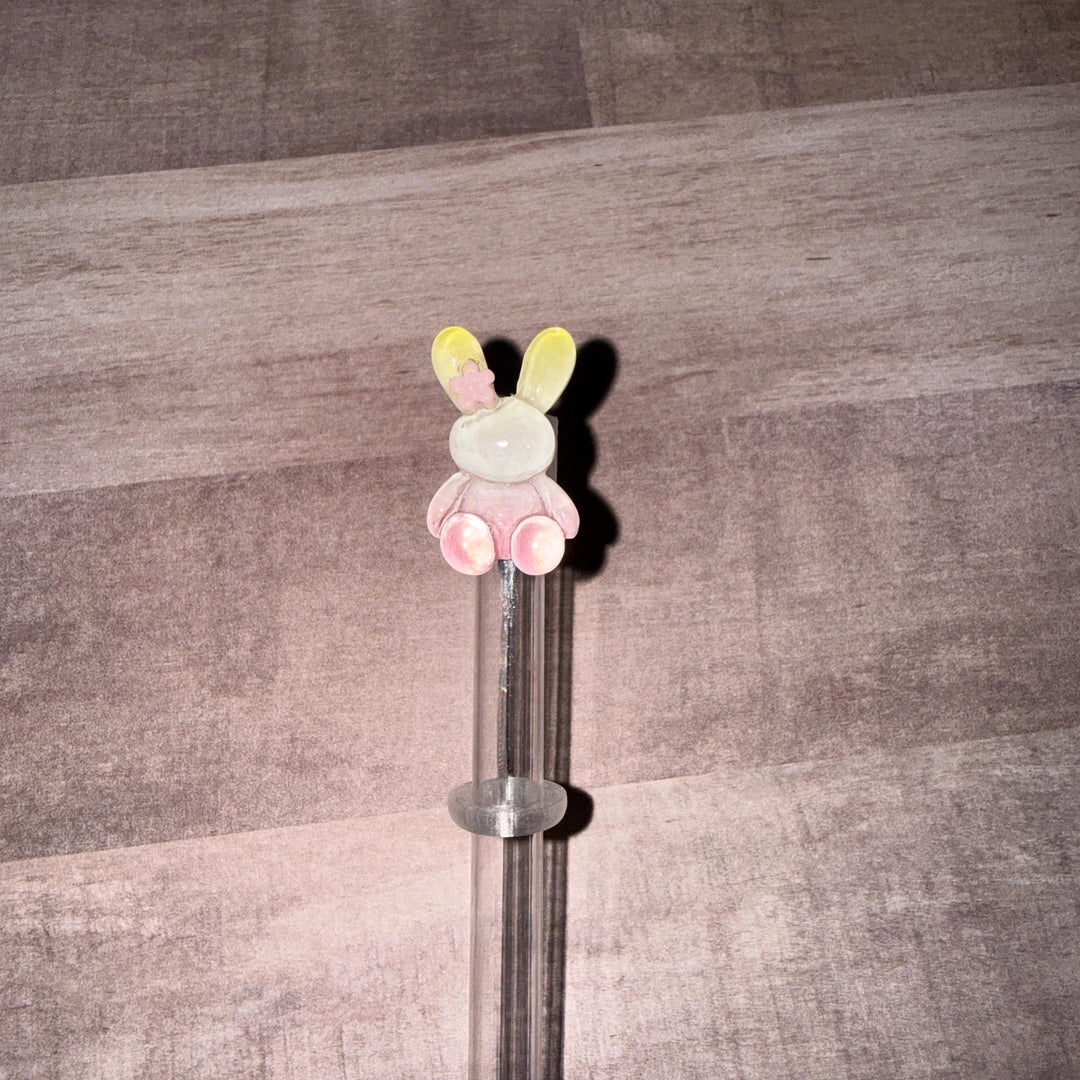 Easter Bunny staw topper, Easter Spring Gift, Tumbler Accessories, Fits your 8 or 10 mm straws, pink, yellow, lavender