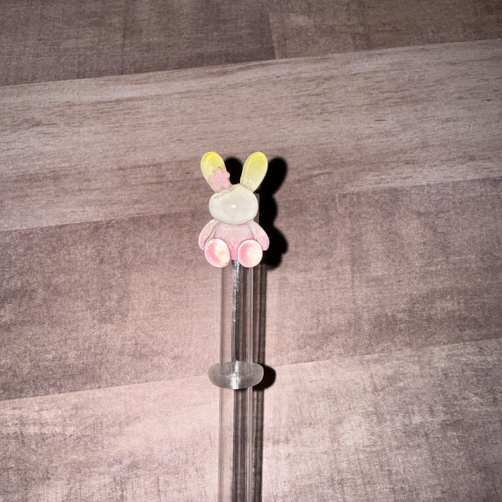 Easter Bunny staw topper, Easter Spring Gift, Tumbler Accessories, Fits your 8 or 10 mm straws, pink, yellow, lavender
