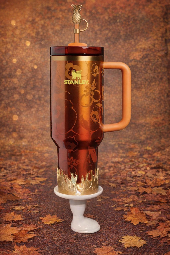 Gold Fire Flames Tumbler Boot or Halo, Cup Sleeve Design, Accessories for your 20/30 or 40 oz Stanley tumblers, Unique Gift