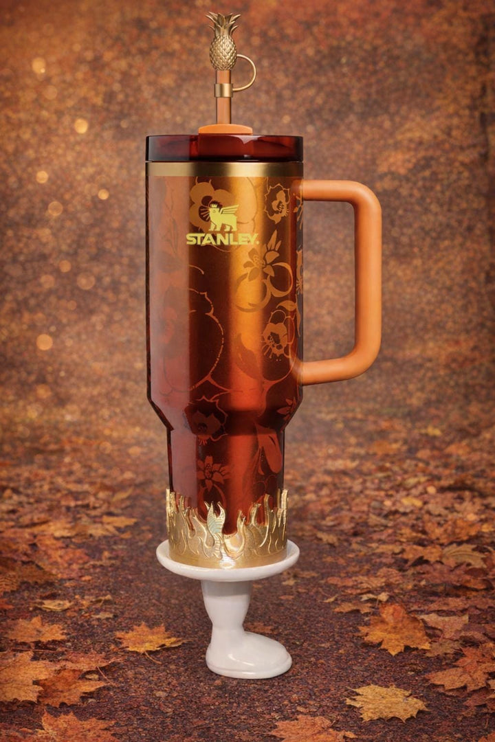 Gold Fire Flames Tumbler Boot or Halo, Cup Sleeve Design, Accessories for your 20/30 or 40 oz Stanley tumblers, Unique Gift