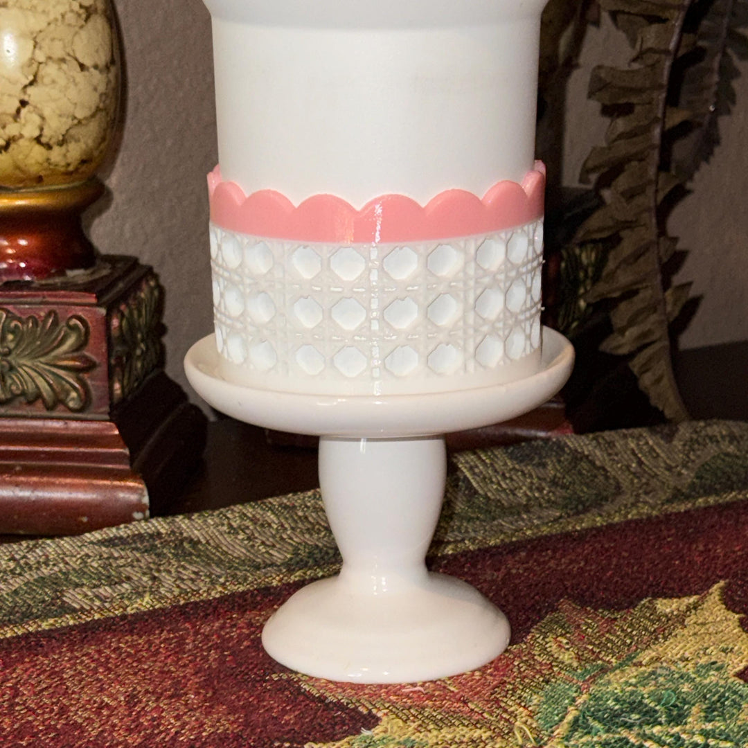 White Rattan Pink Scalloped Trim Tumbler Accessories, Lid Topper, Boot, halo, For 20 30 or 40 oz Stanley Tumblers, Mothers Day Gift
