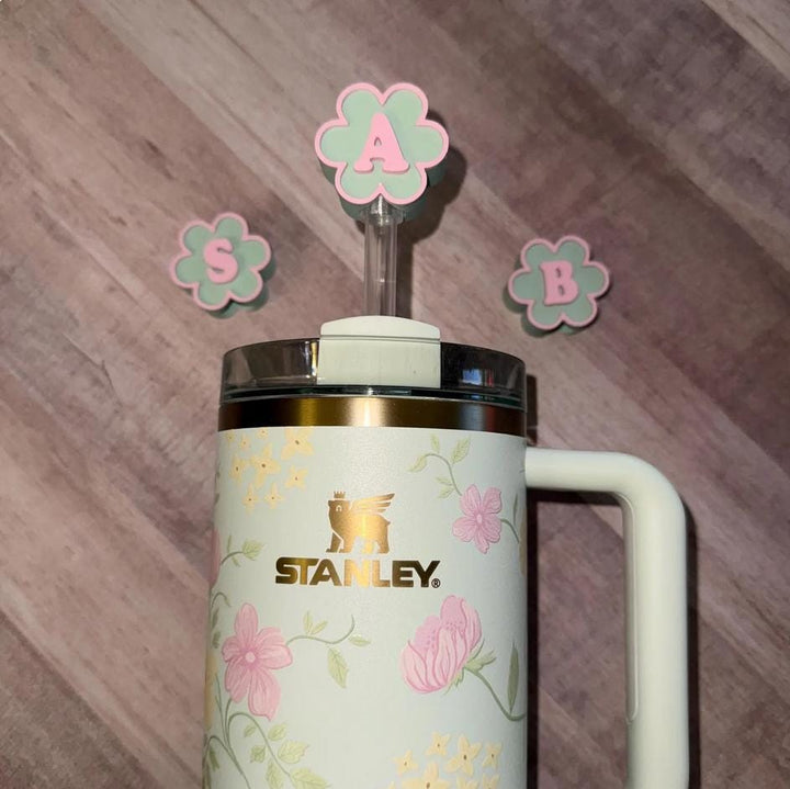 Personalized Monogram Initial staw topper, Spring Easter Mothers Day Gift, Tumbler Accessories, Fits your 10 mm straws