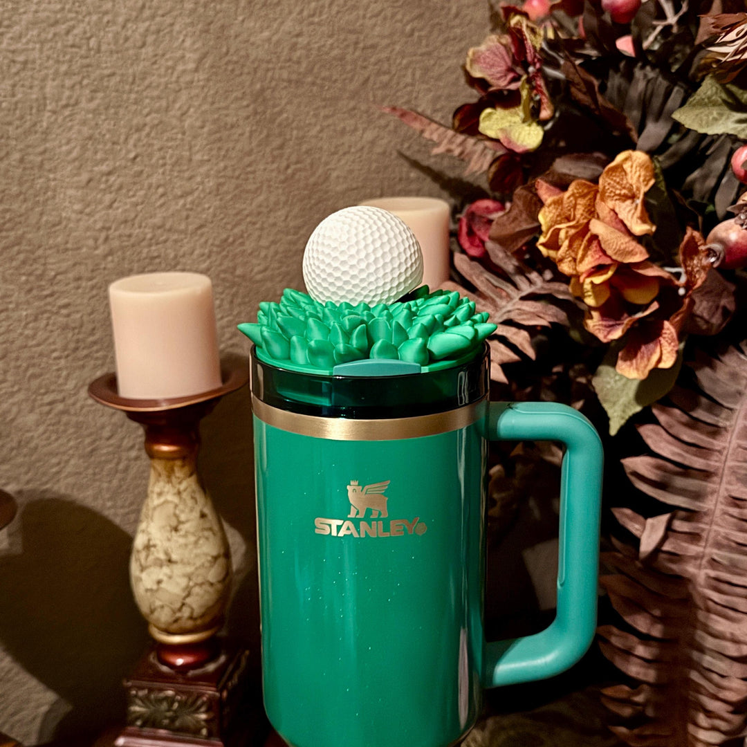 Golf Themed Tumbler Accessoties Collection with a tumbler topper, boot and Straw Topper for 20 30 or 40 oz Stanley Cups