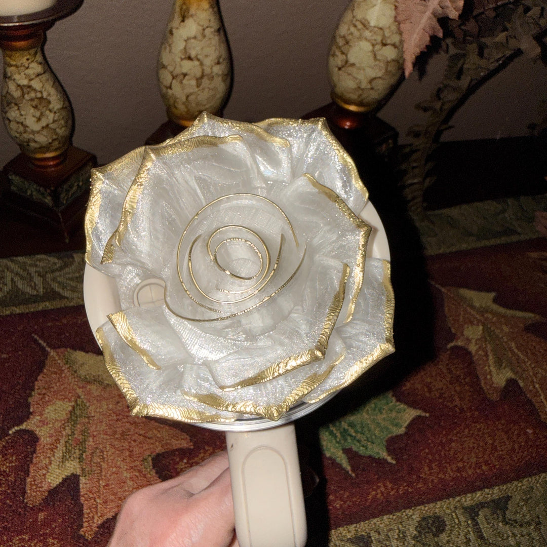 Stunning Translucent Rose with Gold Tips Tumbler Topper or matching boot, fit Stanley tumbler lids