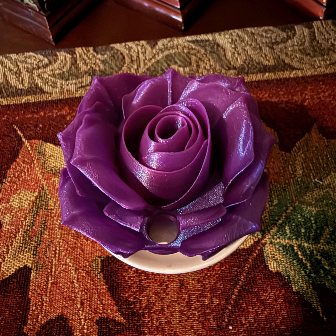 Purple Shimmer Rose Tumbler Topper that fit the Stanley 20 30 and 40 oz quencher tumbler lids, unique gift