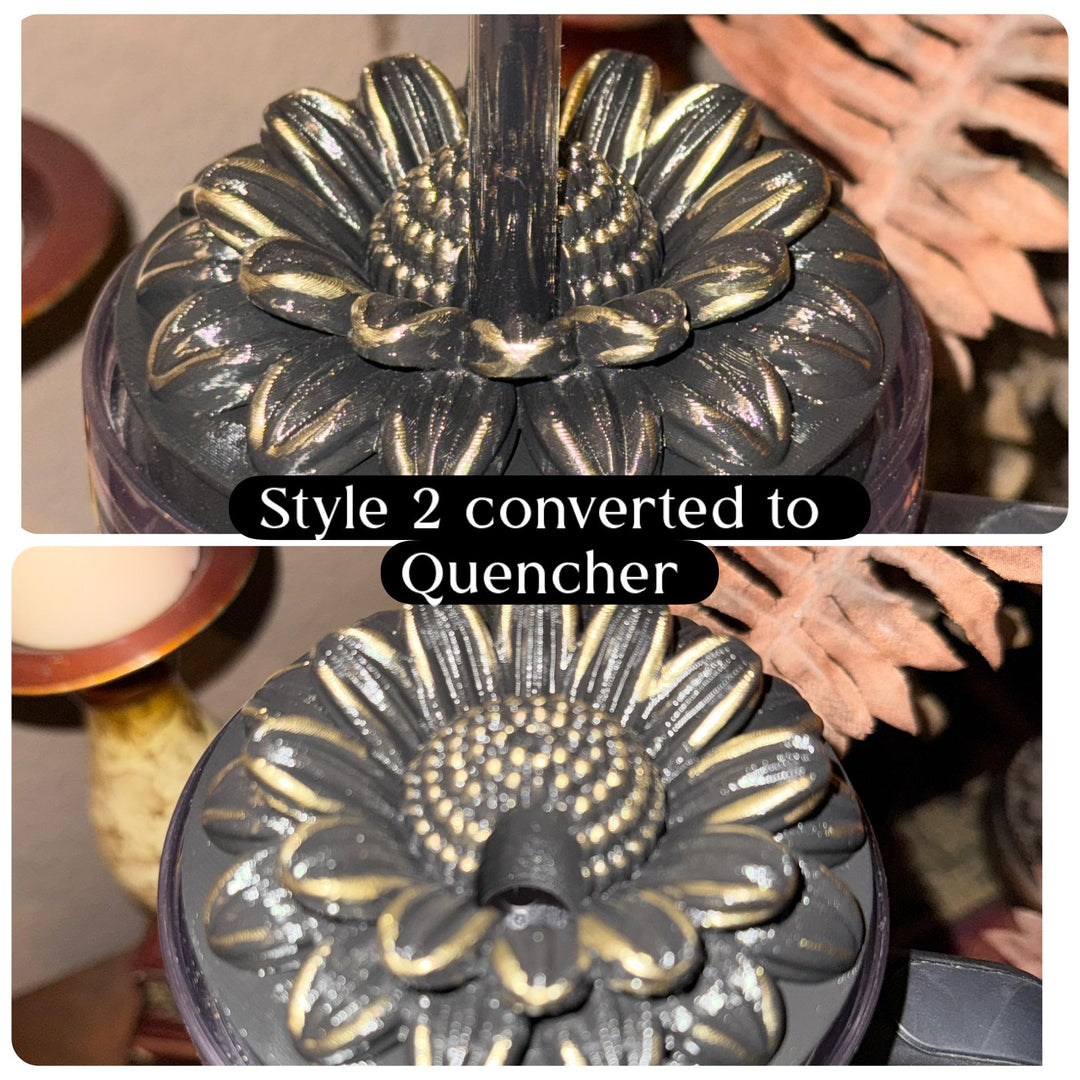 Wild Blooms Tumbler Boot or Pro Tour Lid Topper, Black Gold Flower Cup Sleeve, Stanley Accessories, Unique Gift