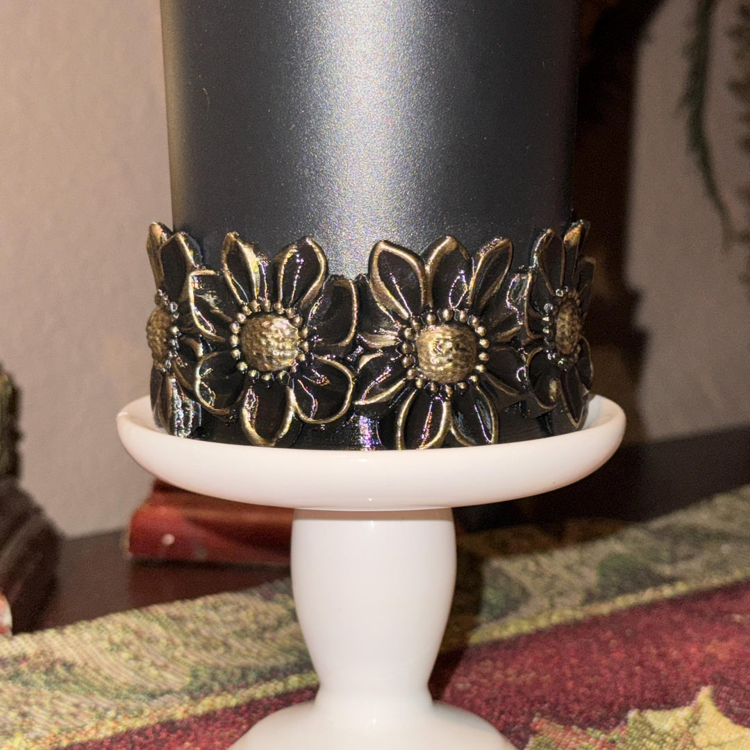 Wild Blooms Tumbler Boot or Pro Tour Lid Topper, Black Gold Flower Cup Sleeve, Stanley Accessories, Unique Gift