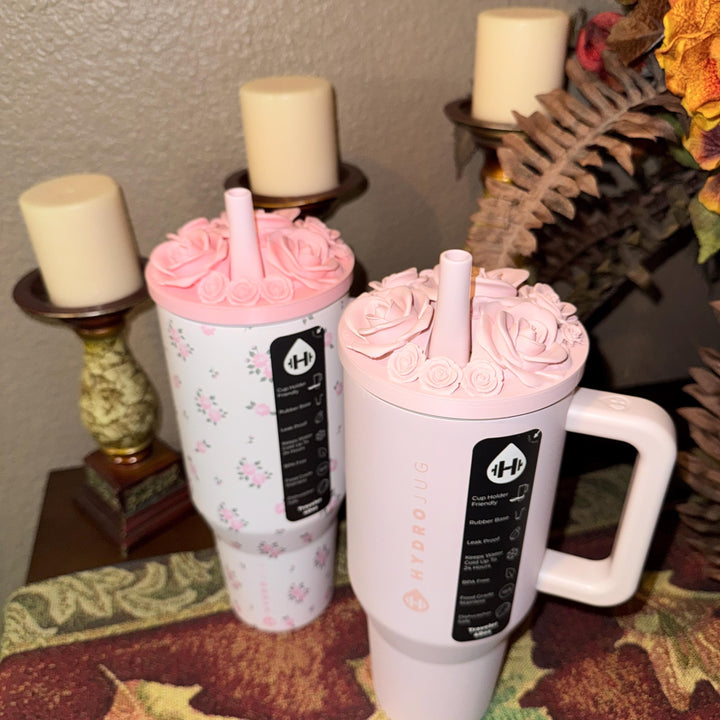 Rose Bouquet Cluster Tumbler Topper that fit HydroJug Traveler Tumbler Lids, Rose Accessory, 3D Decorative Lid, hot seller