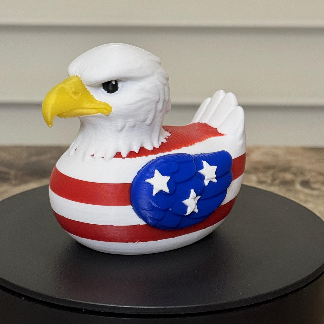 Patriotic Eagle Duck Figurine – 3D Printed USA Duck – Freedom Bird 4x4 Offroad Ducking Gift – Americana Decor