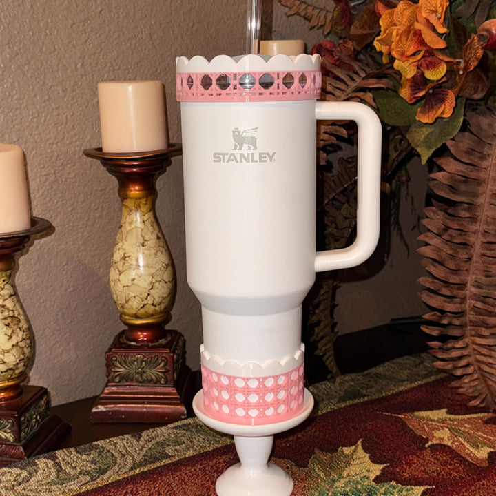 Pink Rattan Checker Picnic Tumbler Accessories, Lid Topper, Boot, halo, For 20 30 or 40 oz Stanley Tumblers, Mothers Day Gift