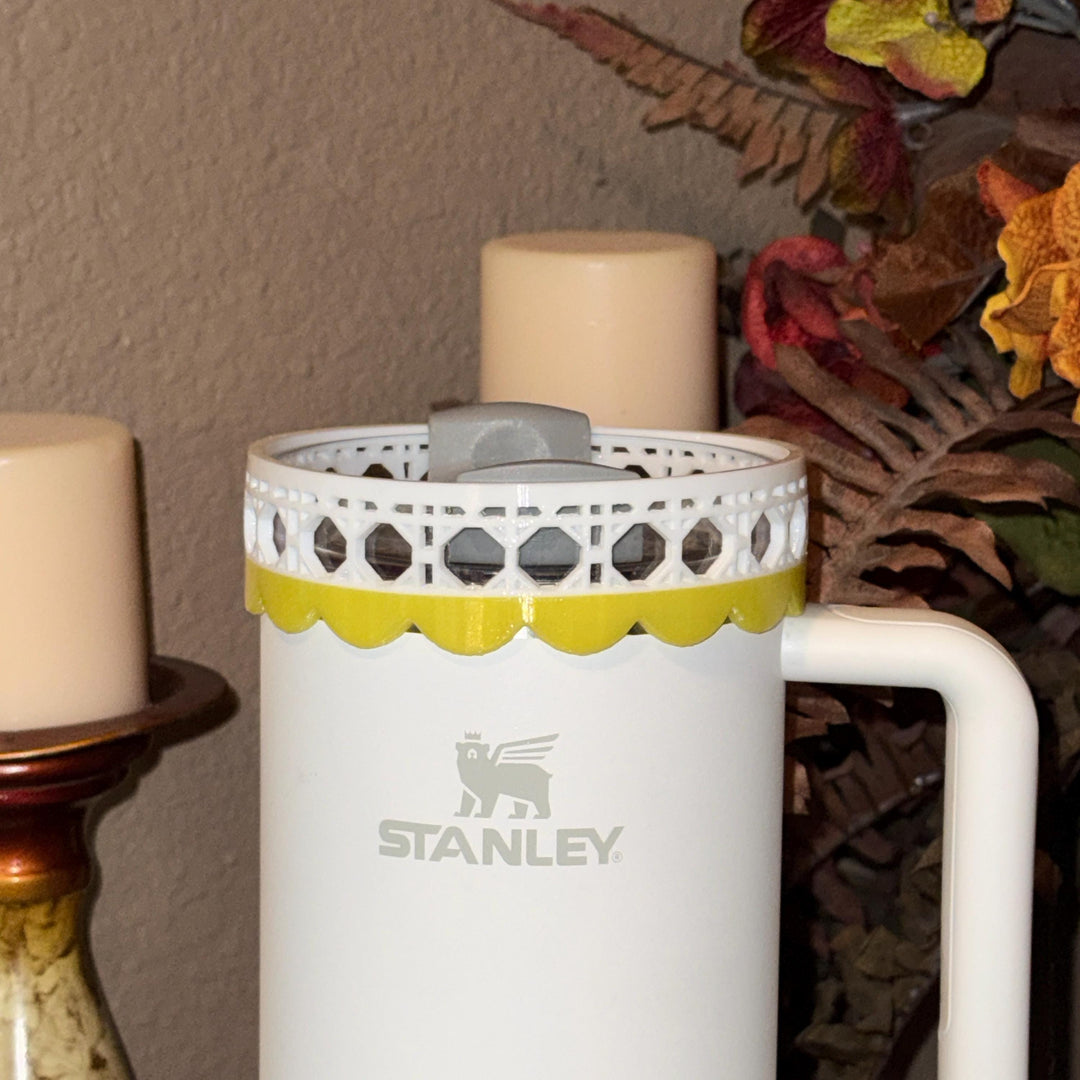Daffodil Yellow Rattan Sunny Sips Tumbler Accessories, Lid Topper, Boot, halo, For Stanley and HydroJug Tumblers, Mothers Day Gift