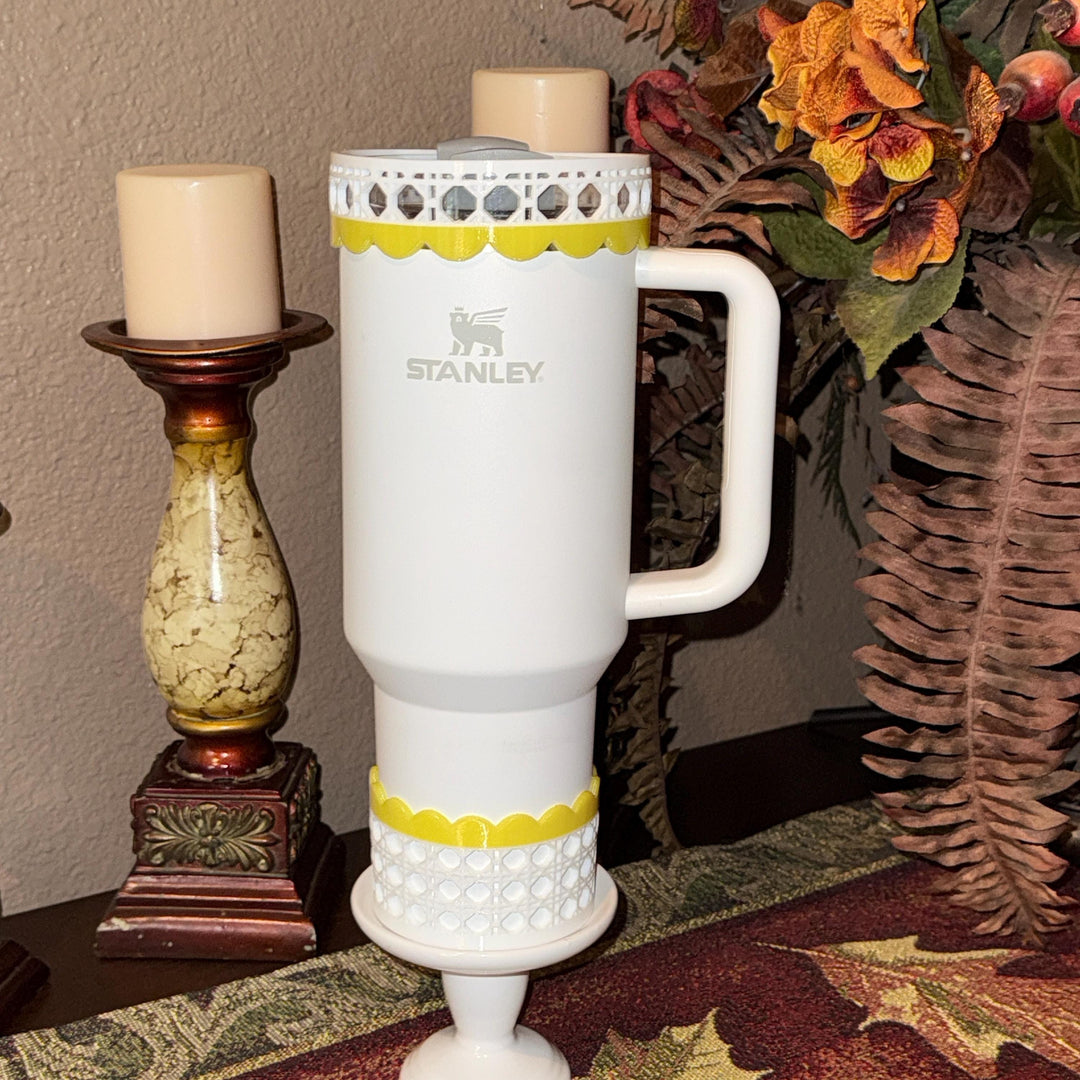 Daffodil Yellow Rattan Sunny Sips Tumbler Accessories, Lid Topper, Boot, halo, For Stanley and HydroJug Tumblers, Mothers Day Gift