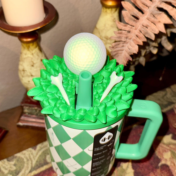 Golf Themed Tumbler Accessories Collection with a tumbler topper and boots for 30 or 40 oz HydroJug Tumblers