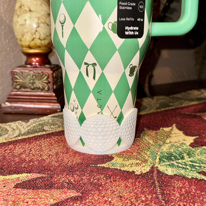 Golf Themed Tumbler Accessories Collection with a tumbler topper and boots for 30 or 40 oz HydroJug Tumblers