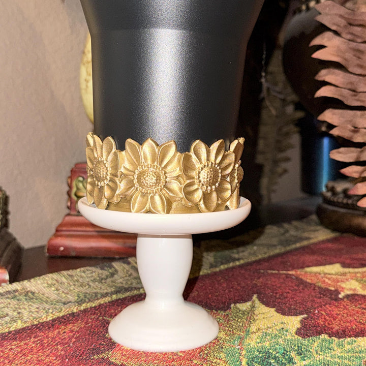 Gold Blooms Tumbler Boot or Lid Topper, Black Gold Flower Cup Sleeve, Hydrojug Accessories, Unique Gift