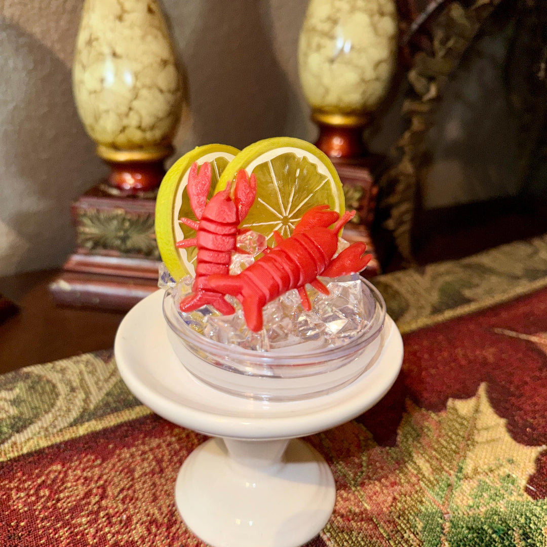 Crawfish and Lemon Fruit Tumbler Topper fits skinny straight and regular Stainless Tumbler - Fruit Topped Lid - Tumbler Toppers, unique gift