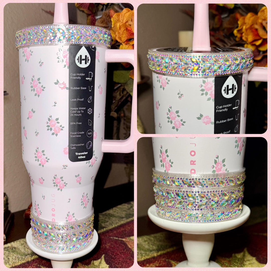 Iridescent Rhinestone Tumbler Boot or Halo, Bling Sparkle Cup Sleeve, Hydrojug Accessories, Unique Gift