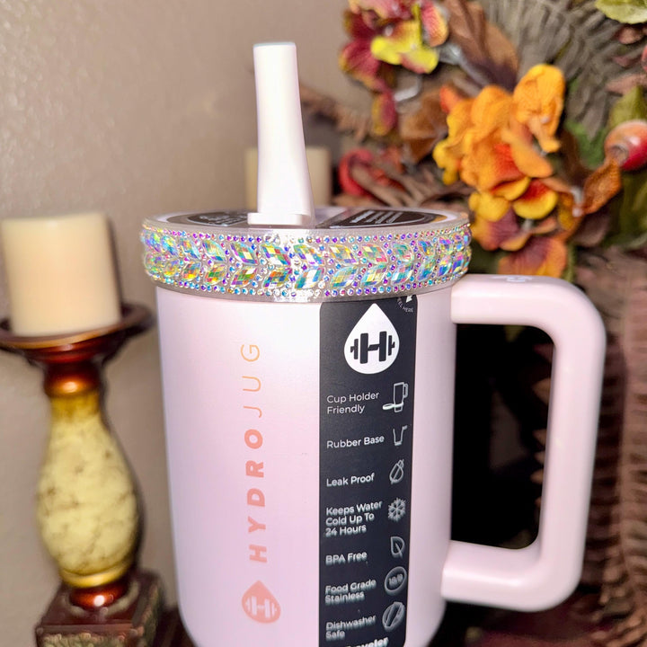 Iridescent Rhinestone Tumbler Boot or Halo, Bling Sparkle Cup Sleeve, Hydrojug Accessories, Unique Gift