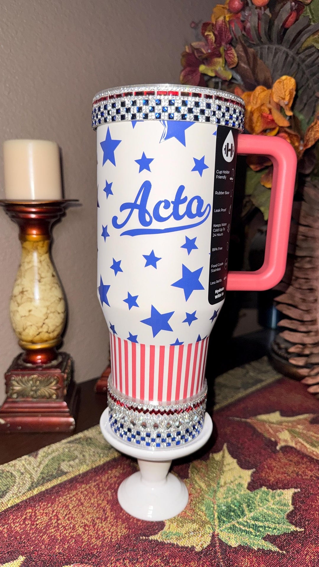 Hydrojug Patriotic Rhinestone Tumbler Boot or Halo, Bling Sparkle Cup Sleeve, Tumbler Accessories, Unique Gift