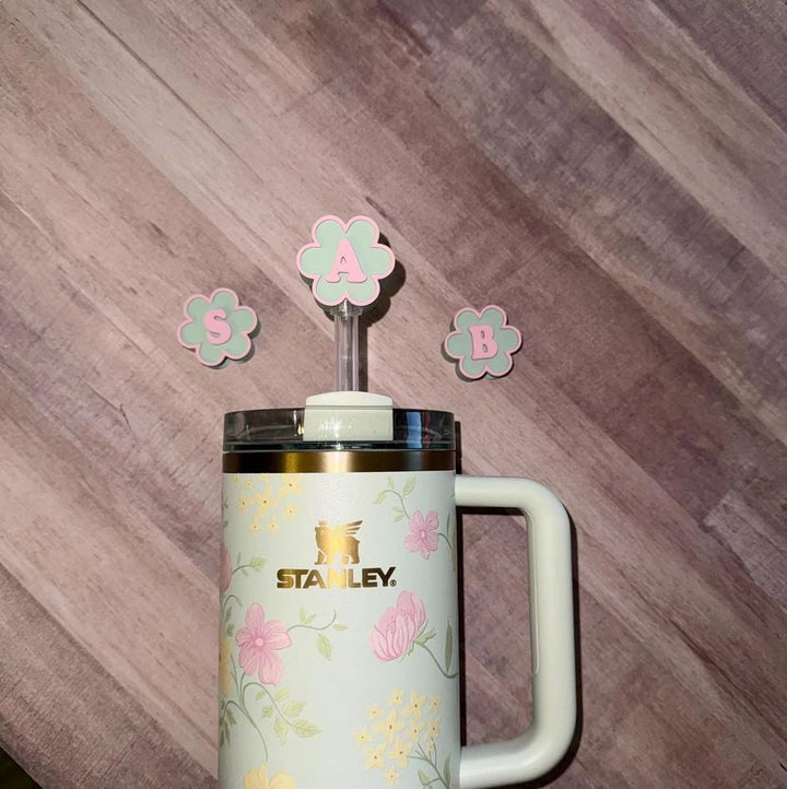 Personalized Monogram Initial staw topper, Spring Easter Mothers Day Gift, Tumbler Accessories, Fits your 10 mm straws