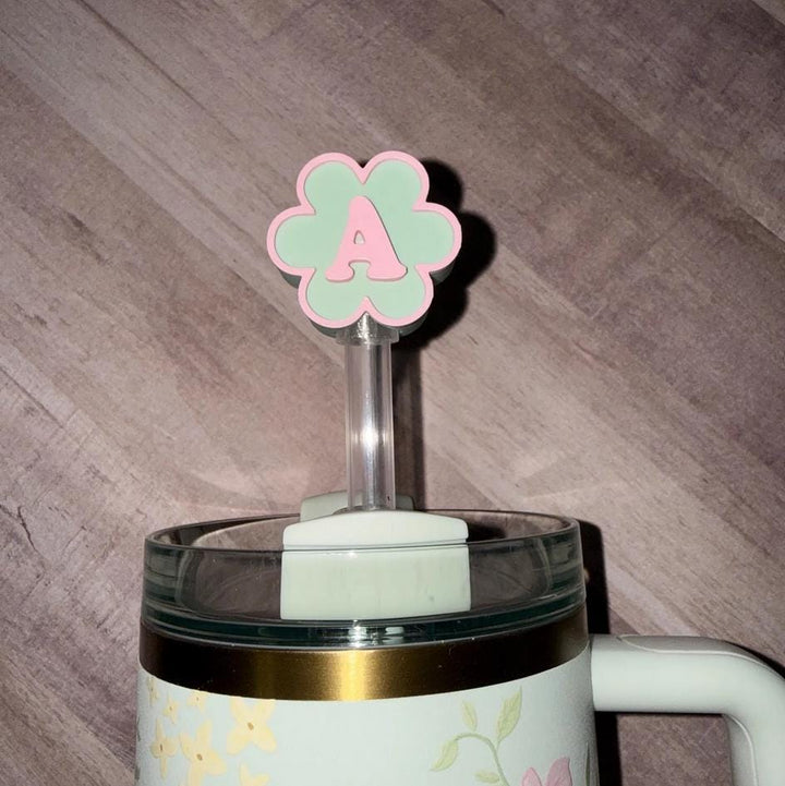Personalized Monogram Initial staw topper, Spring Easter Mothers Day Gift, Tumbler Accessories, Fits your 10 mm straws
