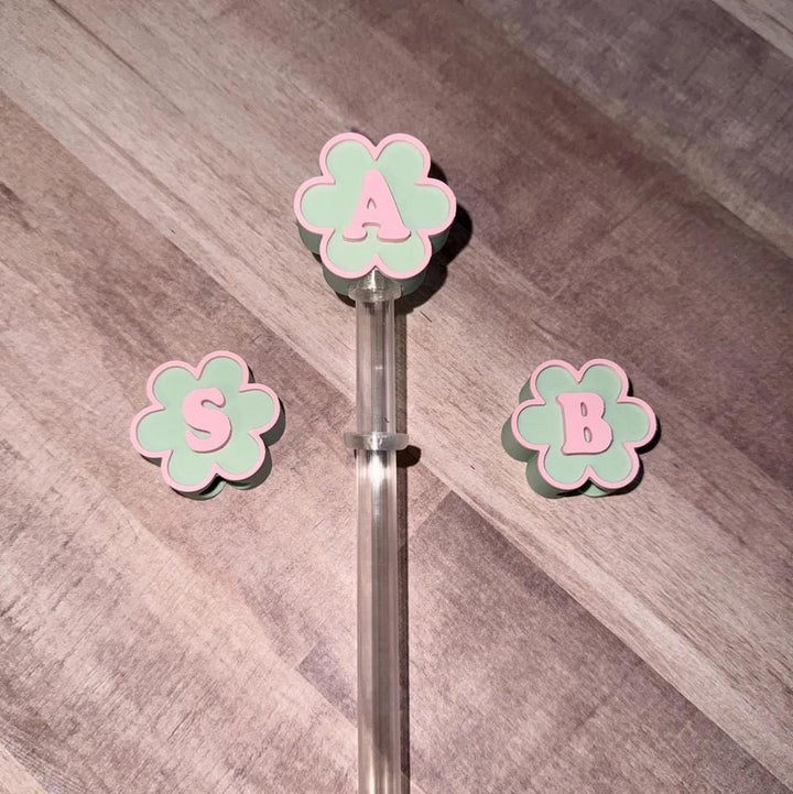 Personalized Monogram Initial staw topper, Spring Easter Mothers Day Gift, Tumbler Accessories, Fits your 10 mm straws