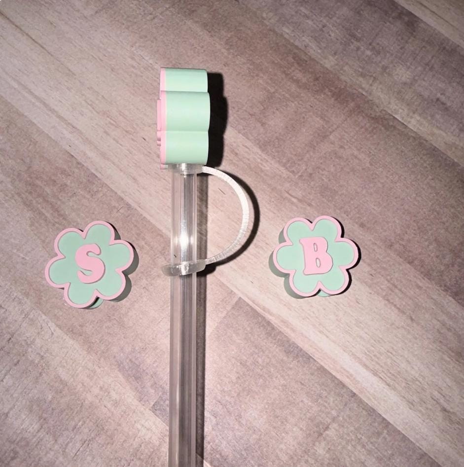 Personalized Monogram Initial staw topper, Spring Easter Mothers Day Gift, Tumbler Accessories, Fits your 10 mm straws