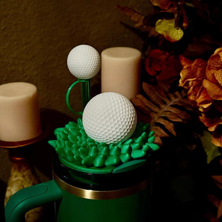 Golf Themed Tumbler Accessoties Collection with a tumbler topper, boot and Straw Topper for 20 30 or 40 oz Stanley Cups