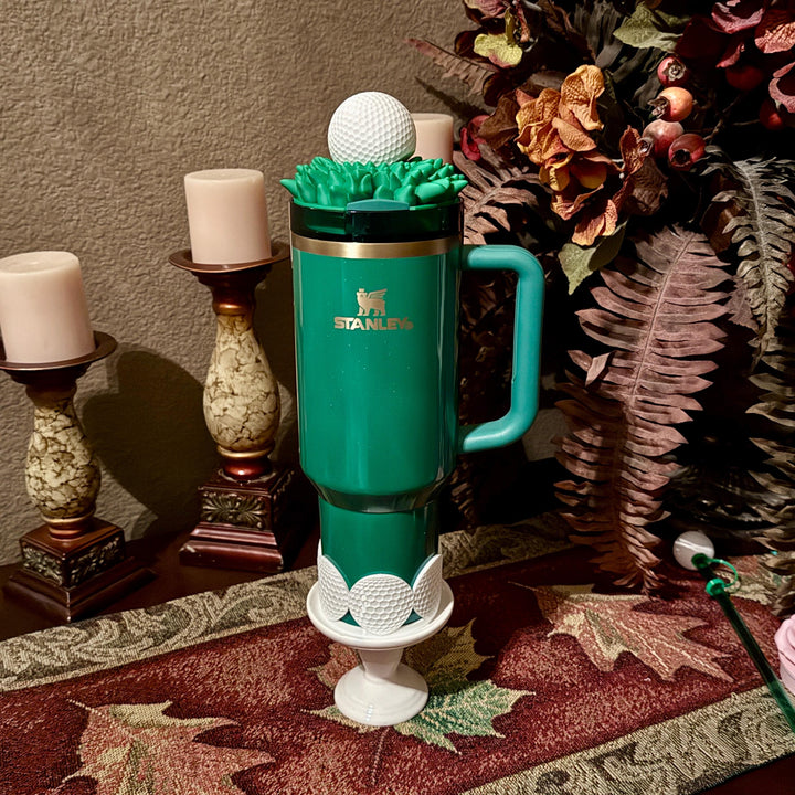 Golf Themed Tumbler Accessoties Collection with a tumbler topper, boot and Straw Topper for 20 30 or 40 oz Stanley Cups