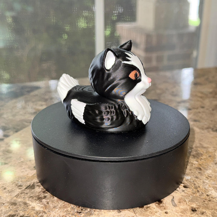 Tuxedo Cat Black and White Decorator Duck, 3D Printed Black and White Kitty, Cat Lover Gift, Desk Nighstand Decor, Feline Collectible